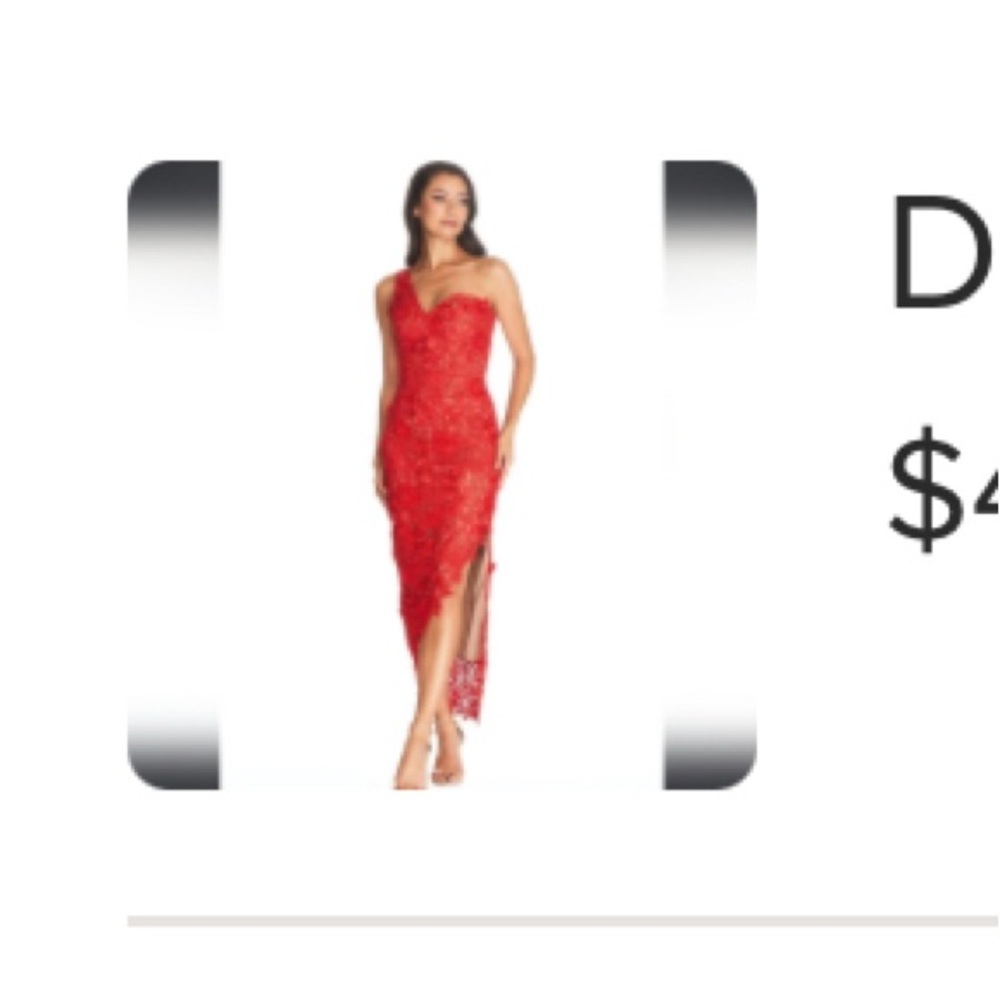 Dress the Population One Shoulder Red Lace Dress